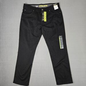 Lee Extreme Motion Pants Mens 38x32 Black Straight Fit Tapered Leg Work NWT